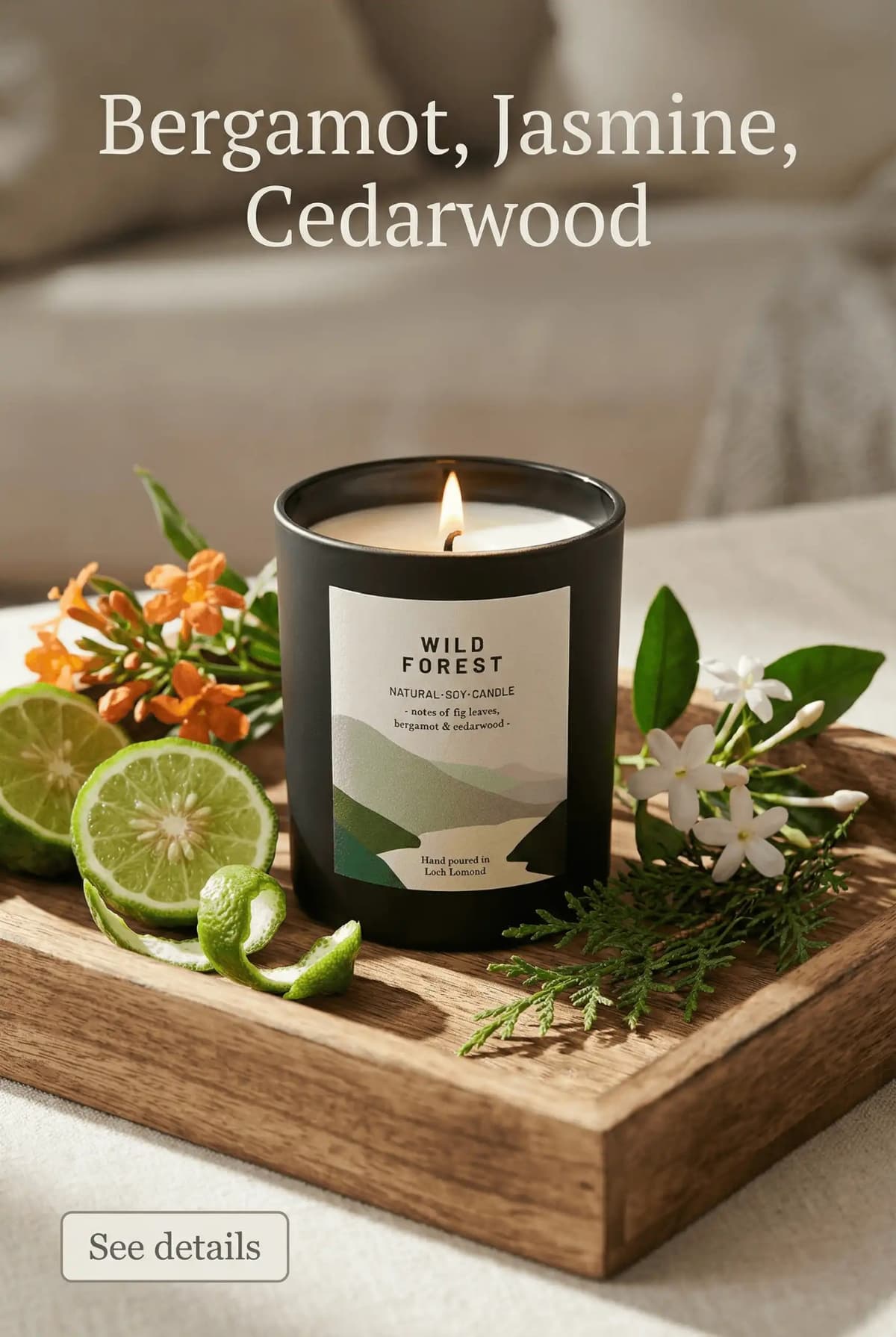 Edited candle product image with lime